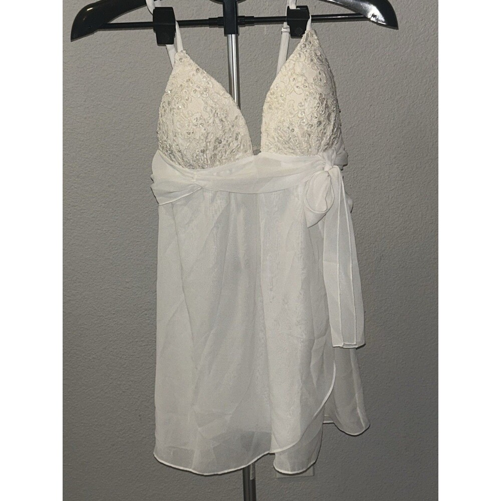 NWT Intima Bella Donna Babydoll Lingerie Chemise Ivory White Lace Sheer Medium M
